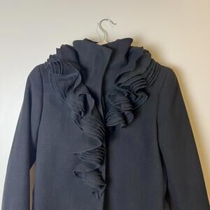 Elie Tahari Black Ruffle Coat – Women’s Small